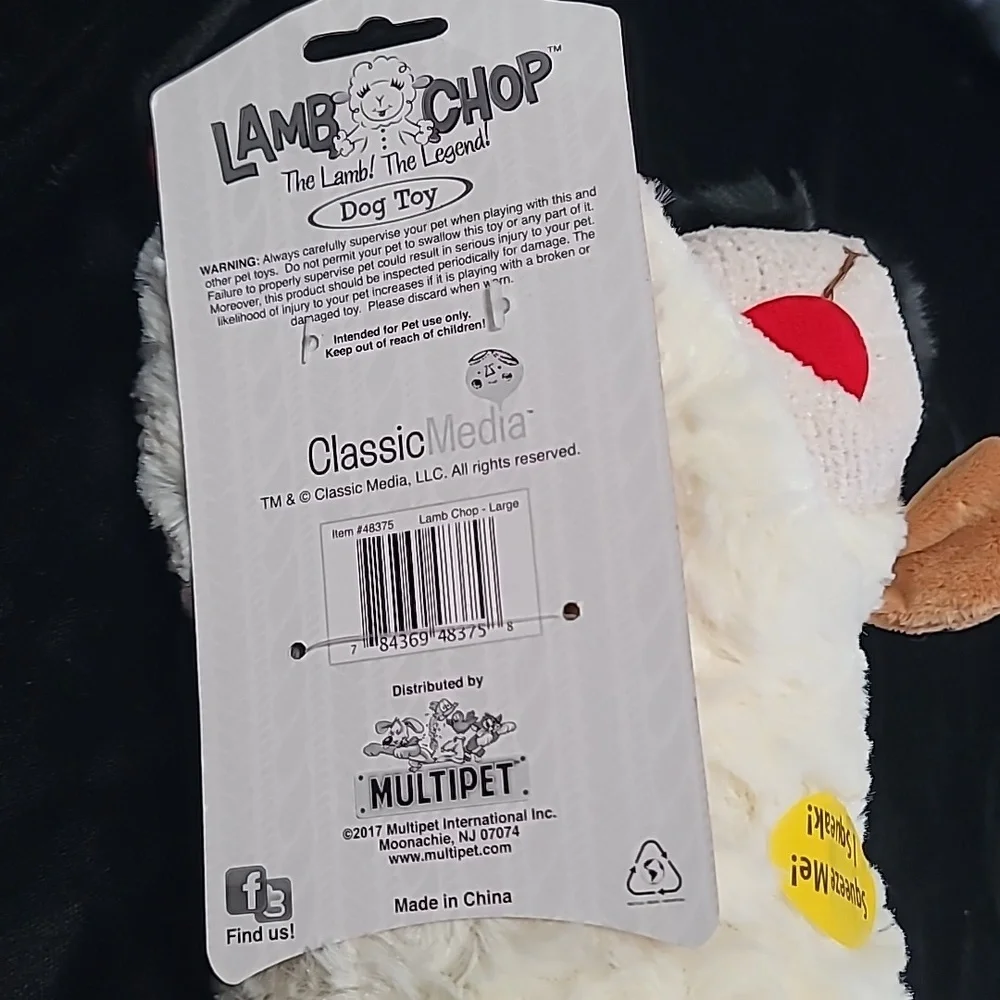 Multipet Lamb Chop Dog Toy with Squeaker, Large‎ Size NWT